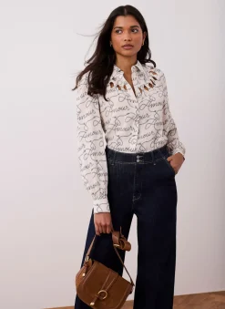Clearance Amour Print Bow Shirt Shirts & Blouses