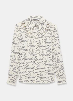 Clearance Amour Print Bow Shirt Shirts & Blouses