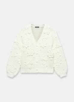 Cream Applique Flower Cardigan Cardigans|Jumpers & Cardigans