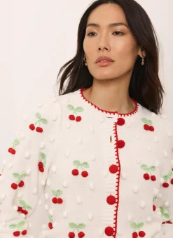 Best Cream Cherry Applique Knit Cardigan Cardigans|Jumpers & Cardigans
