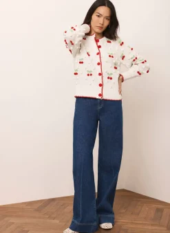 Best Cream Cherry Applique Knit Cardigan Cardigans|Jumpers & Cardigans