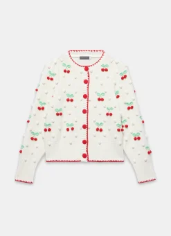 Best Cream Cherry Applique Knit Cardigan Cardigans|Jumpers & Cardigans