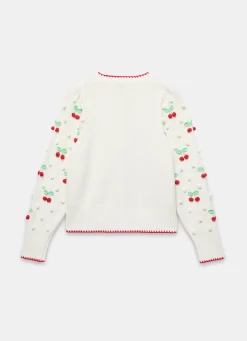 Best Cream Cherry Applique Knit Cardigan Cardigans|Jumpers & Cardigans