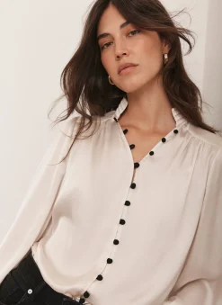 Online Contrast Satin Blouse Shirts & Blouses