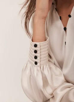 Online Contrast Satin Blouse Shirts & Blouses