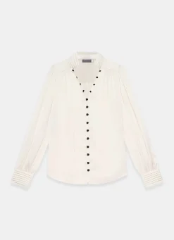 Online Contrast Satin Blouse Shirts & Blouses