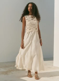 Online Cotton Blend Crochet Maxi Dress Summer Dresses|Maxi Dresses