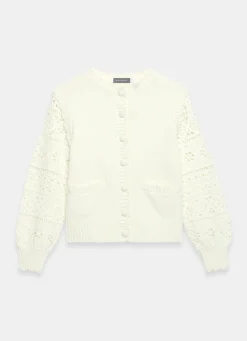 Sale Cream Cotton Blend Crochet Cardigan Cardigans|Crochet