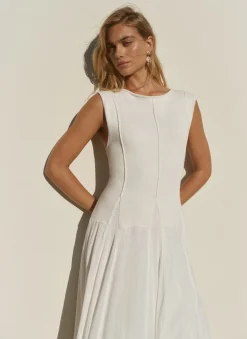 Sale Cream Cotton Blend Drop Waist Maxi Dress Summer Dresses|Maxi Dresses