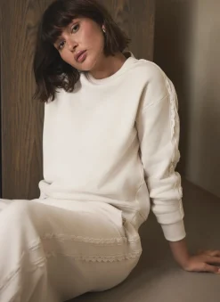 Outlet Cotton Blend Lace Trim Sweatshirt Sweatshirts|Sweatshirts