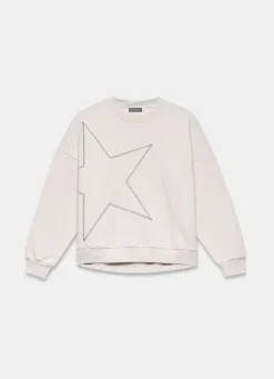 New Cream Cotton Blend Star Sweatshirt Sweatshirts|Sweatshirts
