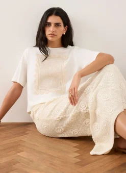 New Cream Crochet Panel T-Shirt T-Shirts|T-Shirts