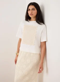 New Cream Crochet Panel T-Shirt T-Shirts|T-Shirts