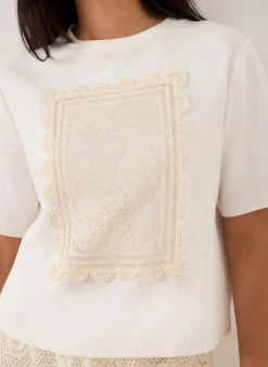 New Cream Crochet Panel T-Shirt T-Shirts|T-Shirts