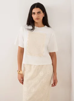 New Cream Crochet Panel T-Shirt T-Shirts|T-Shirts