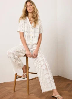 New Cream Crochet Shell Shirt All Tops|Tops