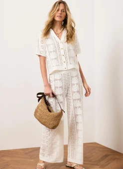 New Cream Crochet Shell Shirt All Tops|Tops