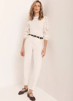Hot Cream Crochet Sleeve Jumper Crochet|Jumpers