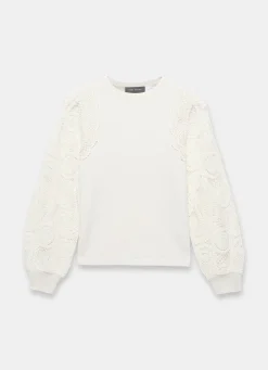 Hot Cream Crochet Sleeve Jumper Crochet|Jumpers