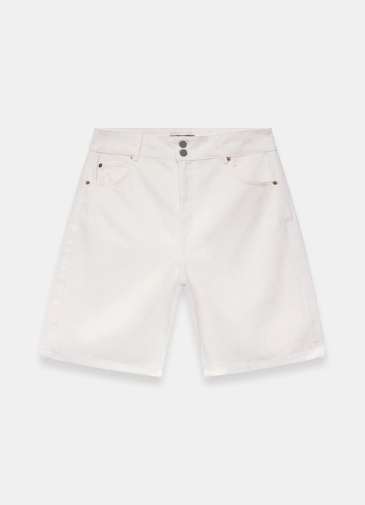 Cream Denim Mid Length Shorts Shorts|Trousers
