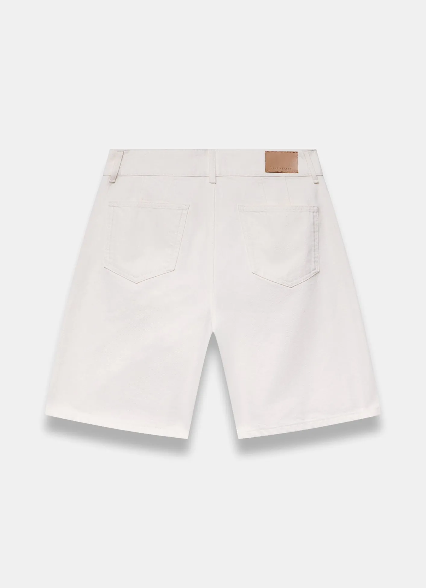 Cream Denim Mid Length Shorts Shorts|Trousers