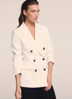 Discount Cream Double Breasted Blazer Jackets