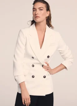 Discount Cream Double Breasted Blazer Jackets