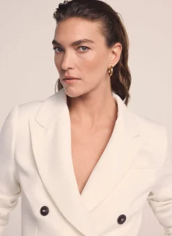 Discount Cream Double Breasted Blazer Jackets