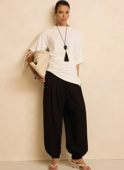 Sale Cream Draped Asymmetric Top All Tops|Tops