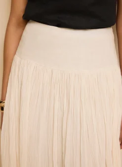 Discount Cream Drop Waist Crinkle Midi Skirt Midi Skirts|Skirts