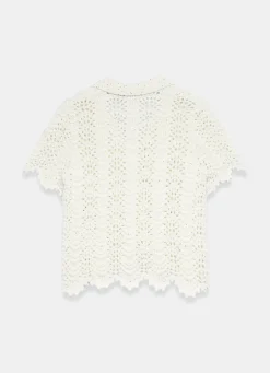 Outlet Cream Embellished Crochet Top Crochet