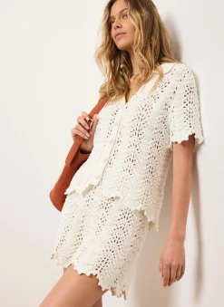 Sale Cream Embellished Crochet Shorts Shorts|Crochet