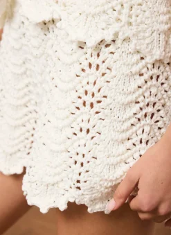 Sale Cream Embellished Crochet Shorts Shorts|Crochet