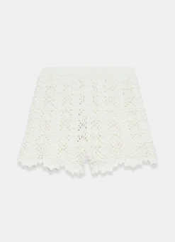 Sale Cream Embellished Crochet Shorts Shorts|Crochet
