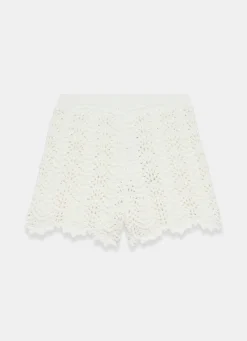 Sale Cream Embellished Crochet Shorts Shorts|Crochet