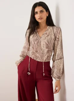 Feather Print Blouse Shirts & Blouses