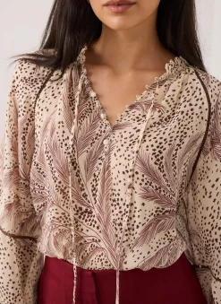 Feather Print Blouse Shirts & Blouses