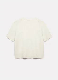 Online Cream Fitted Knit Tee Knitted Tops|Knitted Tops
