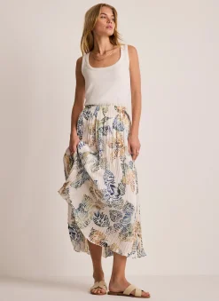 Outlet Cream Floral Print Crinkle Maxi Skirt Maxi Skirts|Skirts