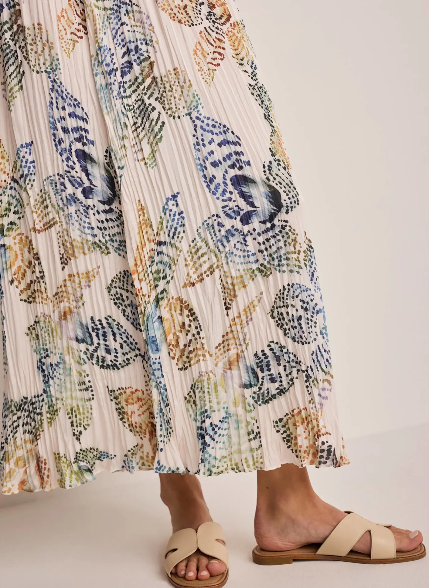 Outlet Cream Floral Print Crinkle Maxi Skirt Maxi Skirts|Skirts
