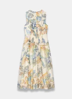 New Cream Floral Print Midi Dress Summer Dresses|Midi Dresses
