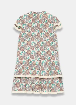 Discount Cream Floral Print Mini Dress Summer Dresses|Mini Dresses