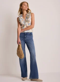 Discount Cream Floral Print Ruffle Top Shirts & Blouses|All Tops