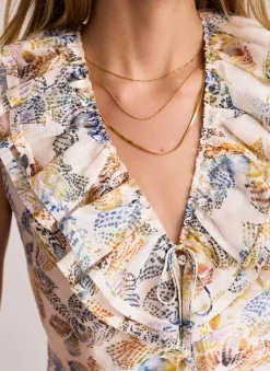 Discount Cream Floral Print Ruffle Top Shirts & Blouses|All Tops