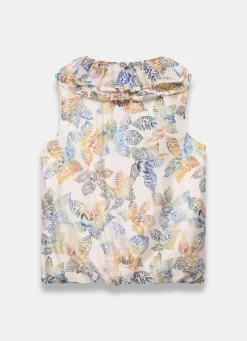 Discount Cream Floral Print Ruffle Top Shirts & Blouses|All Tops