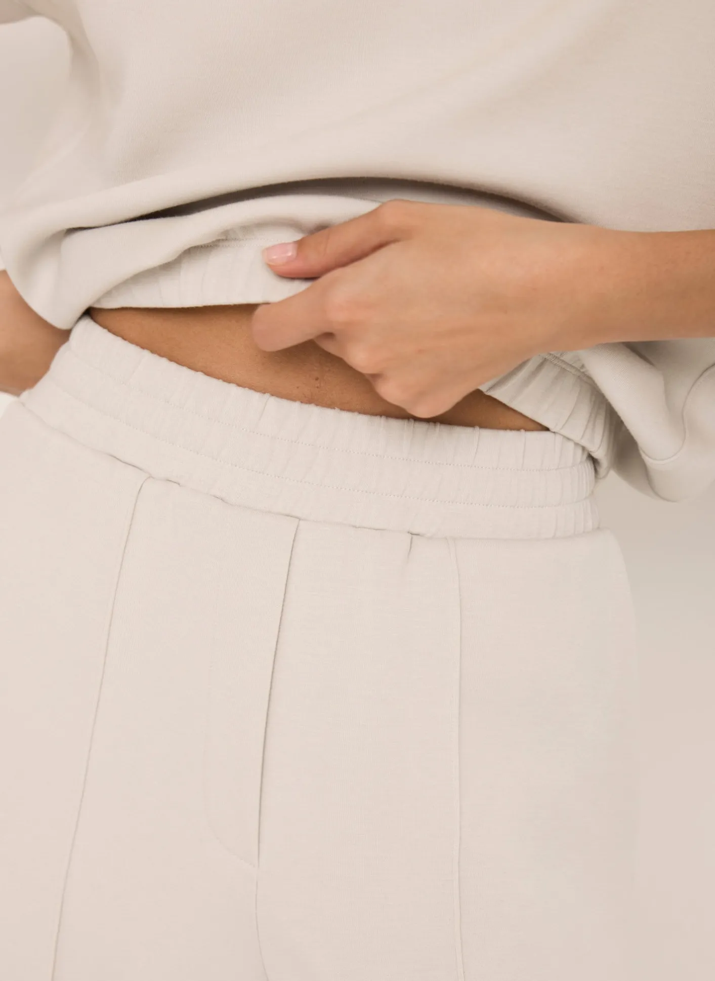 Outlet Cream Jersey Pintuck Super Soft Joggers Leggings & Joggers|Trousers