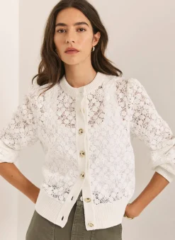 Outlet Cream Lace Cotton Blend Jacket Cardigans|Jumpers & Cardigans