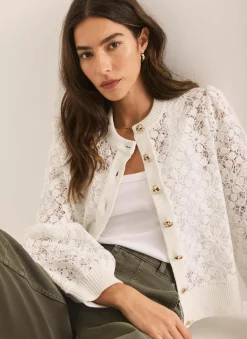 Outlet Cream Lace Cotton Blend Jacket Cardigans|Jumpers & Cardigans