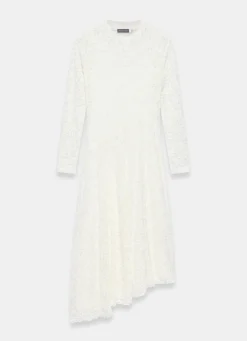 Clearance Cream Lace Full Asymmetric Midi Dress Midi Dresses