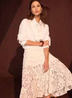 Hot Cream Lace Maxi Skirt Maxi Skirts|Skirts
